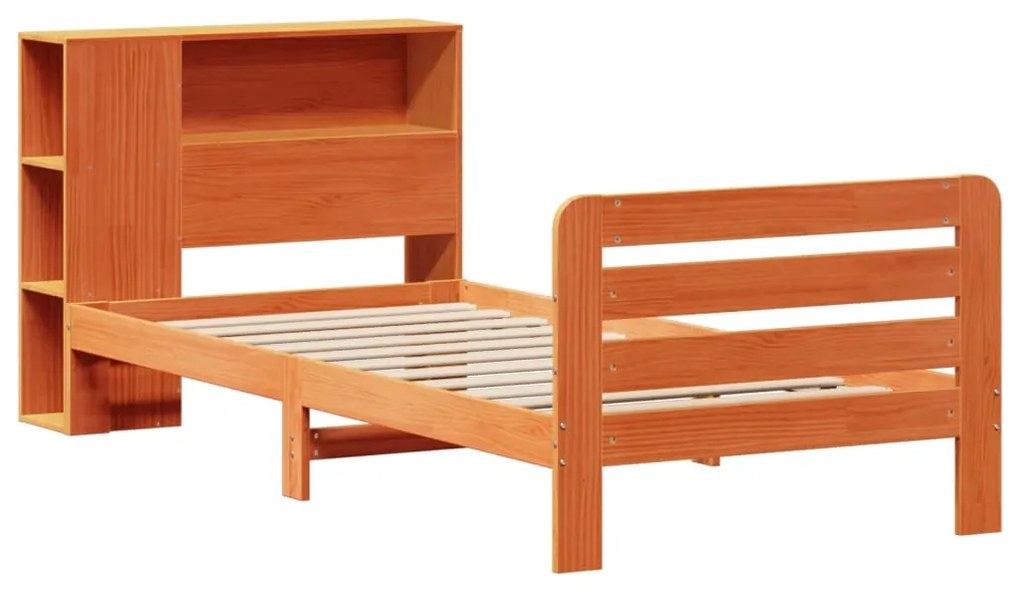 Cama sem colchão 75x190 cm madeira de pinho maciça castanho-mel