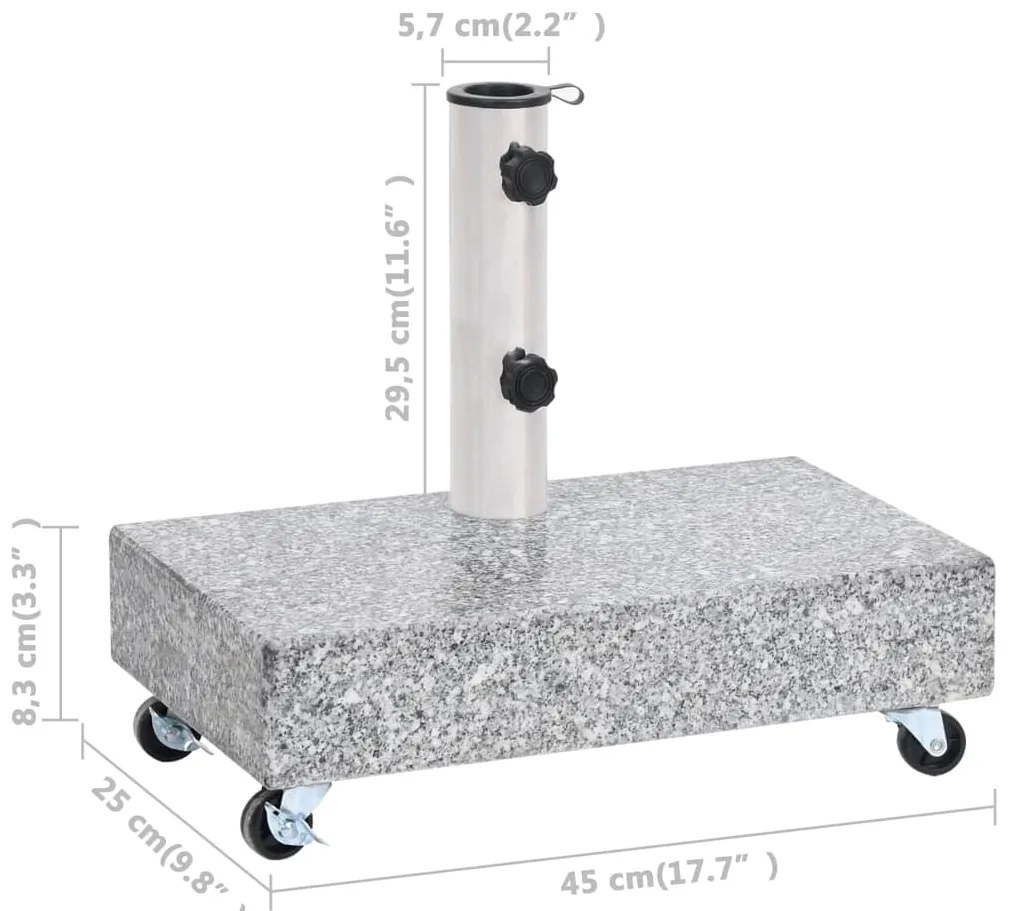 Base para guarda-sol 45x25x8,3 cm granito cinzento-claro