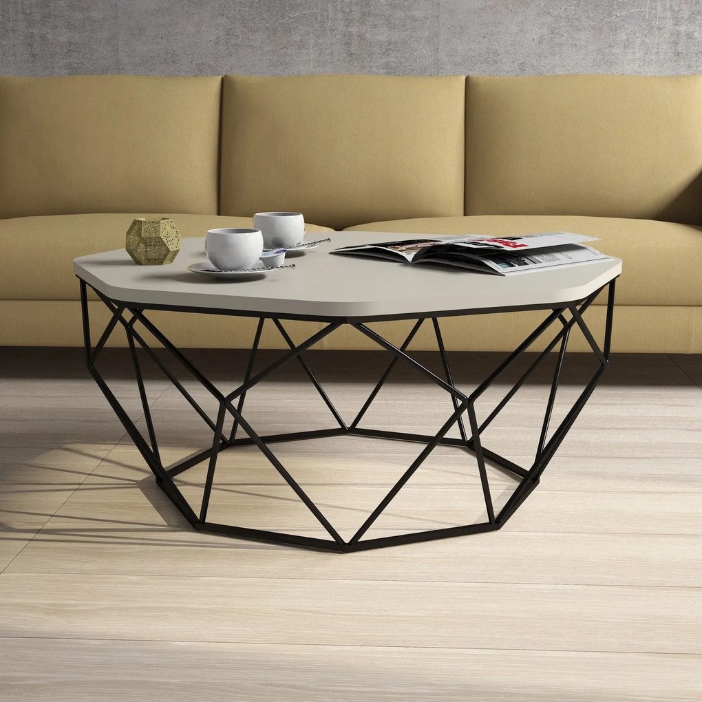 Mesa de Centro Diamond – Creme – 90x38x90 cm