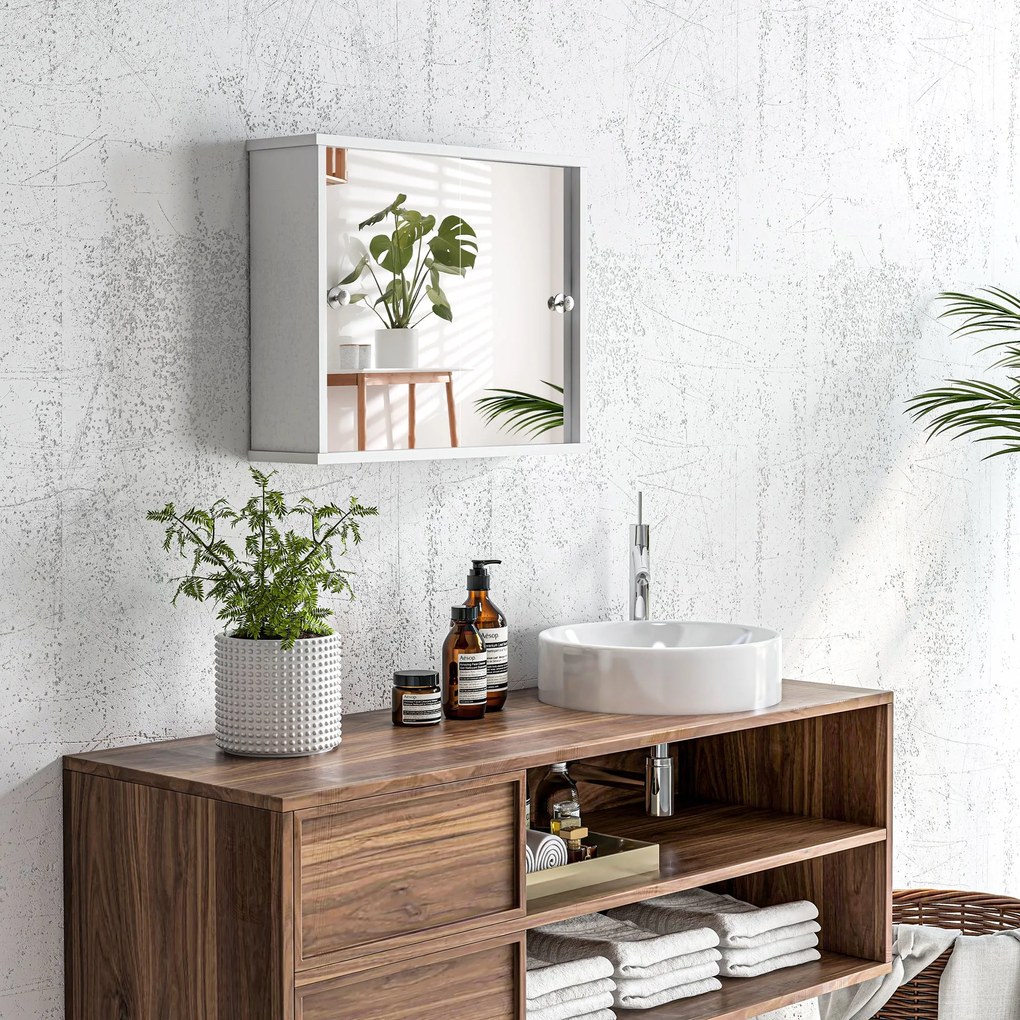 kleankin Armário Casa de Banho com Espelho Móvel Suspenso para Casa de