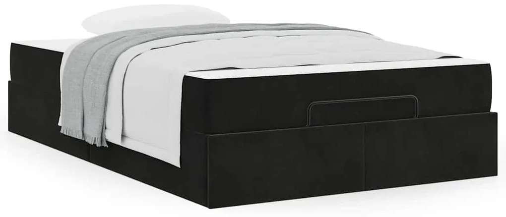 Estrutura da Cama com armazenamento Preto 140 x 190 cm Veludo