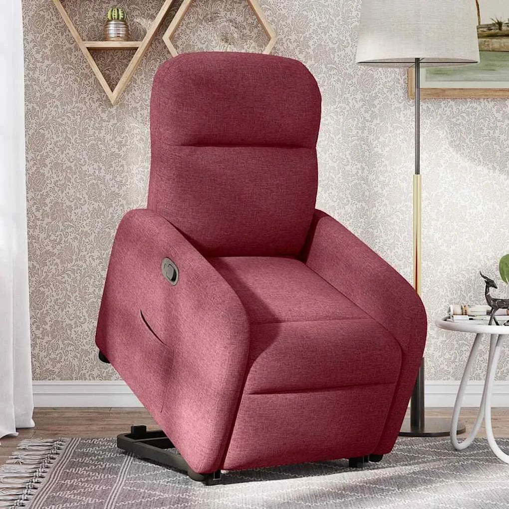 Poltrona reclinável elevatória tecido vermelho tinto