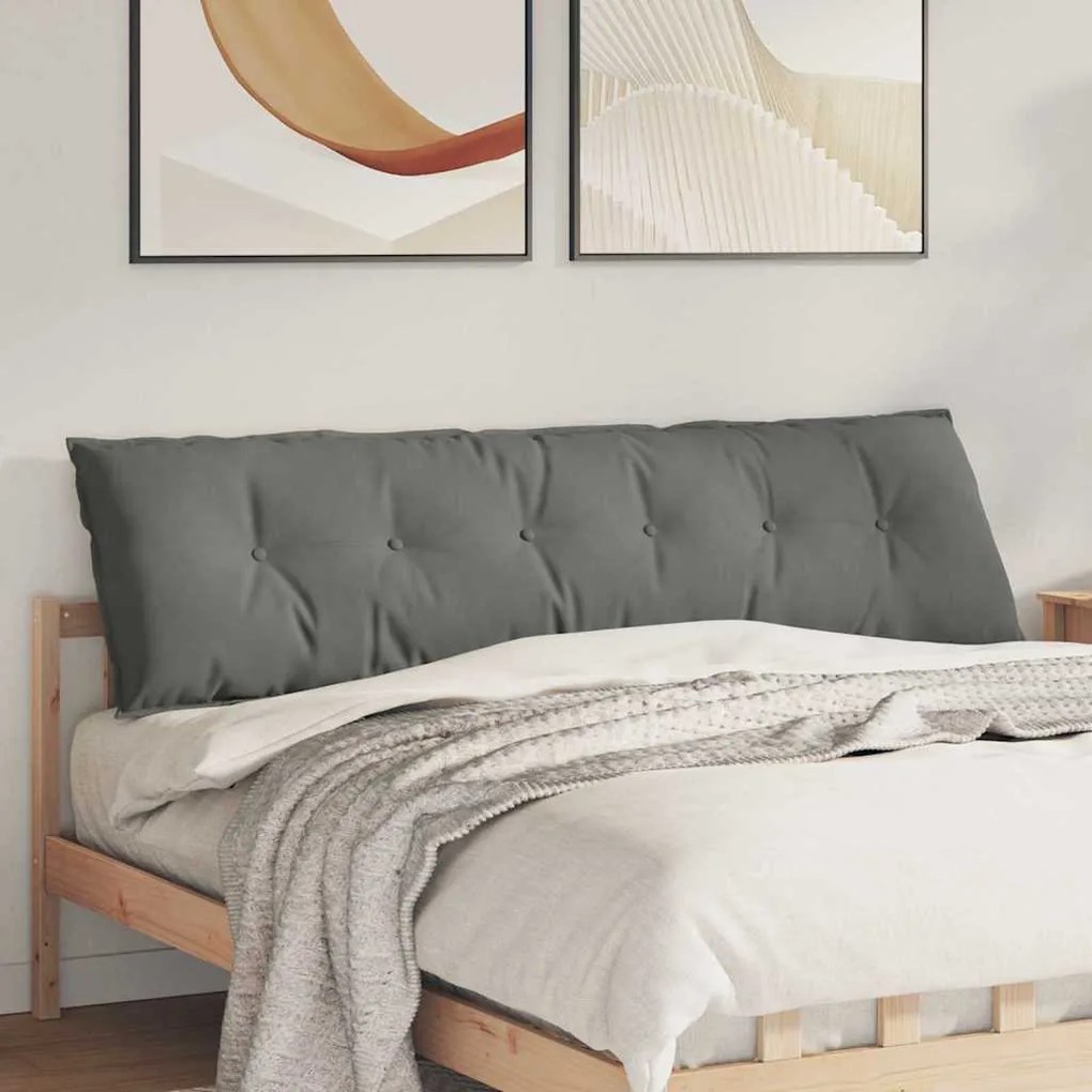 vidaXL Travesseiro para Costas Cinza Escuro 180 x 50 cm