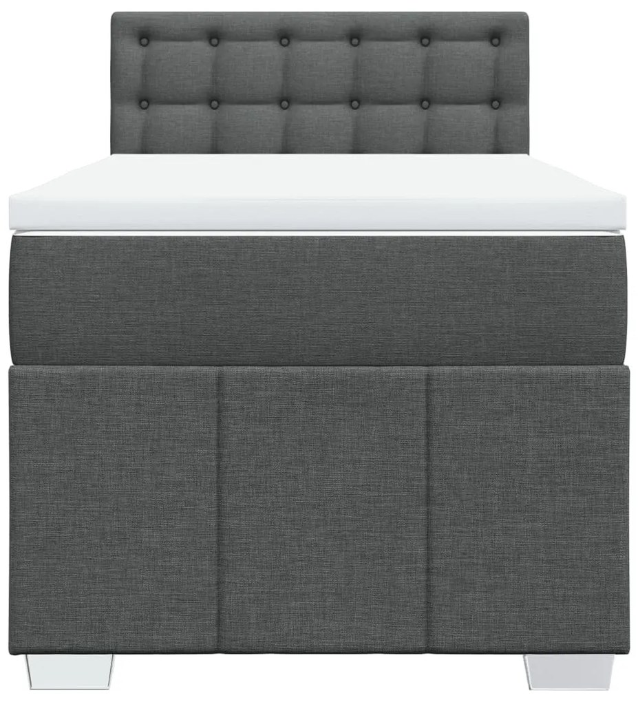 Cama com molas/colchão 90x190 cm tecido cinza-escuro