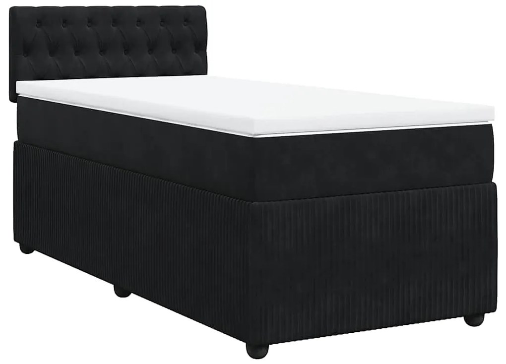 Cama com molas/colchão 100x200 cm veludo preto