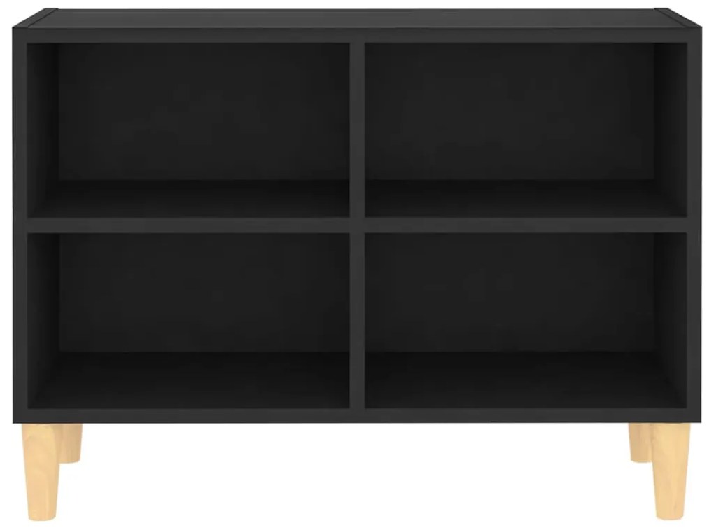Móvel de TV c/ pernas de madeira maciça 69,5x30x50 cm preto