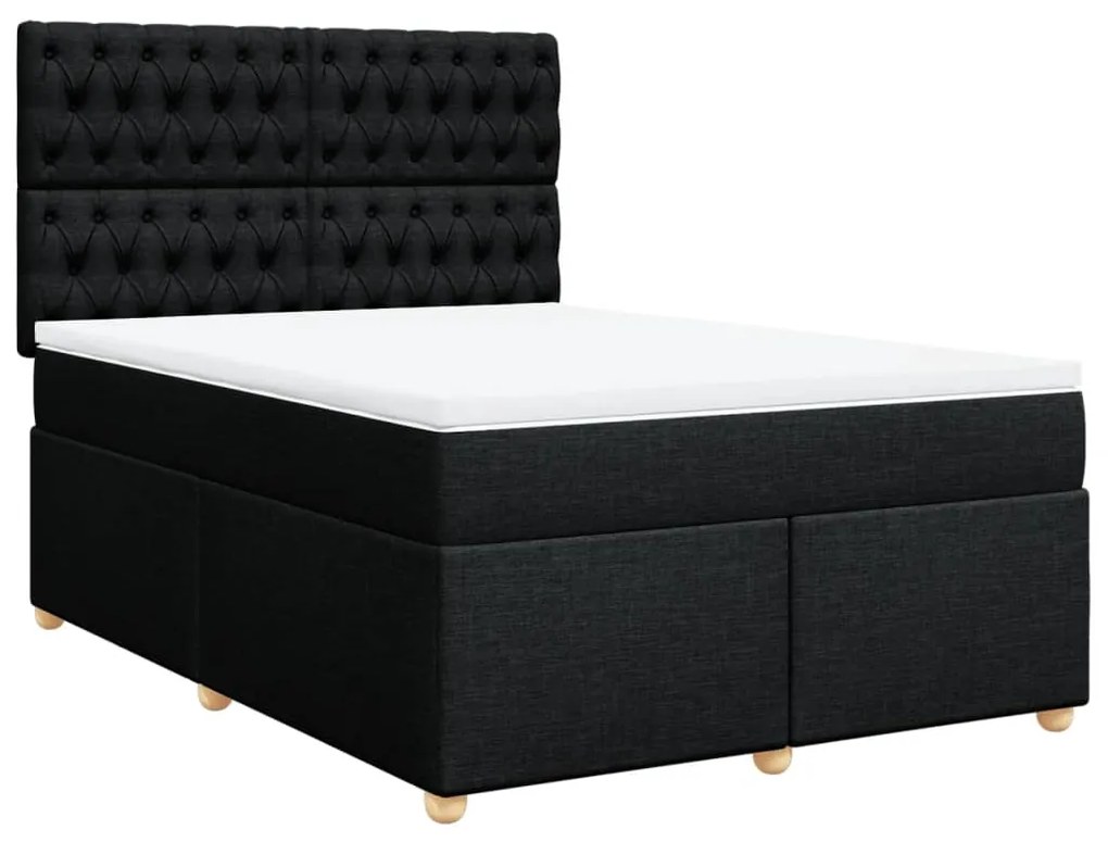 Cama com molas/colchão 140x200 cm tecido preto
