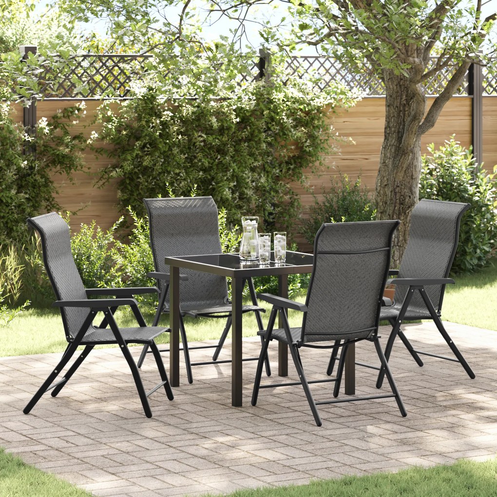 vidaXL Conjunto de Jantar de Jardim 5 Peças Cinza Rattan Poli