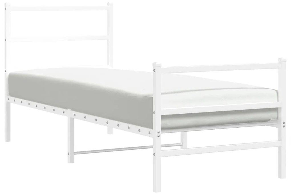 Estrutura de cama com cabeceira e pés 80x200 cm metal branco