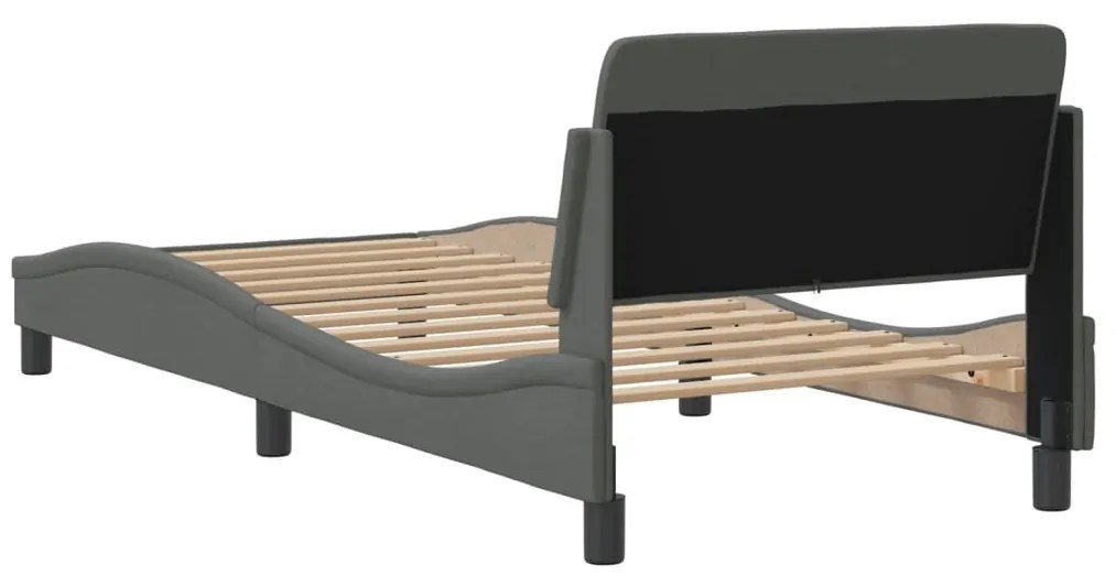 Estrutura de cama sem colchão 90x190 cm tecido cinzento-escuro