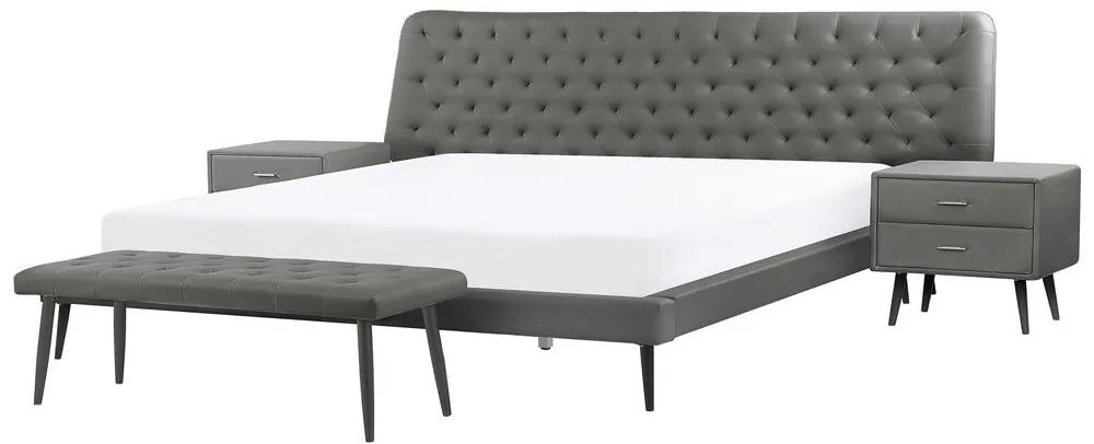 Conjunto cinzento de 4 peças com cama para quarto de dormir 180 x 200 cm ESSONNE Beliani