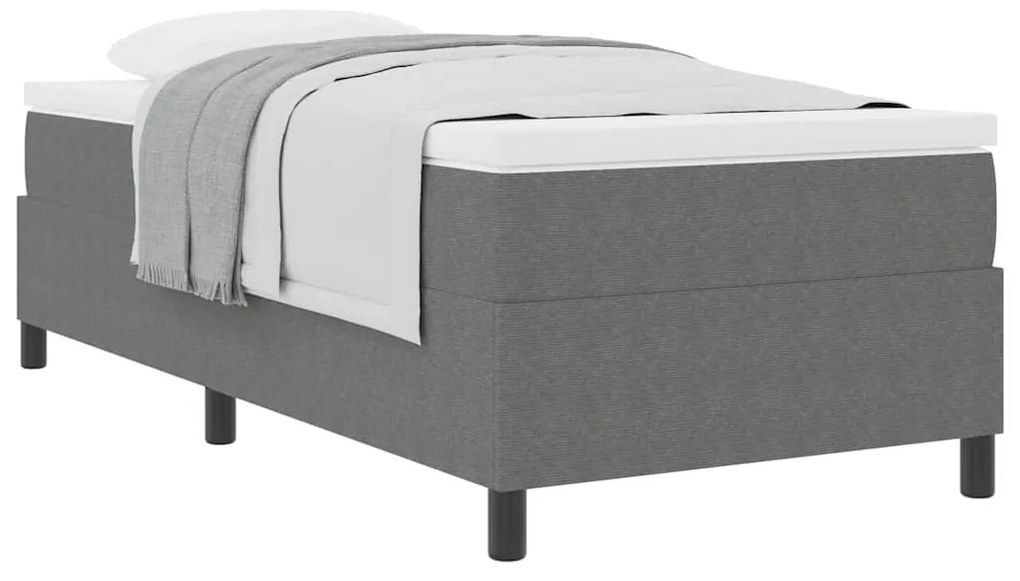 Cama Box com Colchão em Cinza Claro, 100 x 200 cm, tecido de corduroy