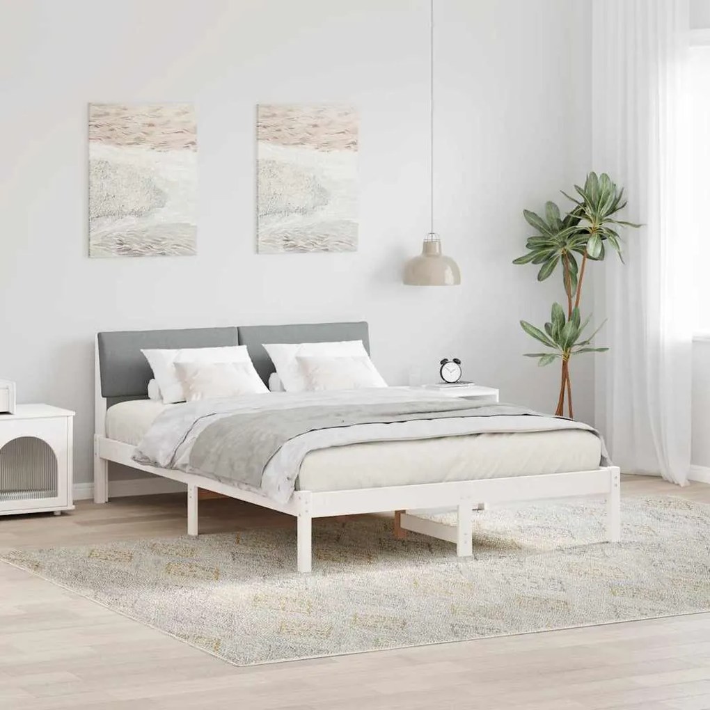 vidaXL Estrutura da cama Branco e cinza claro 140 x 190 cm