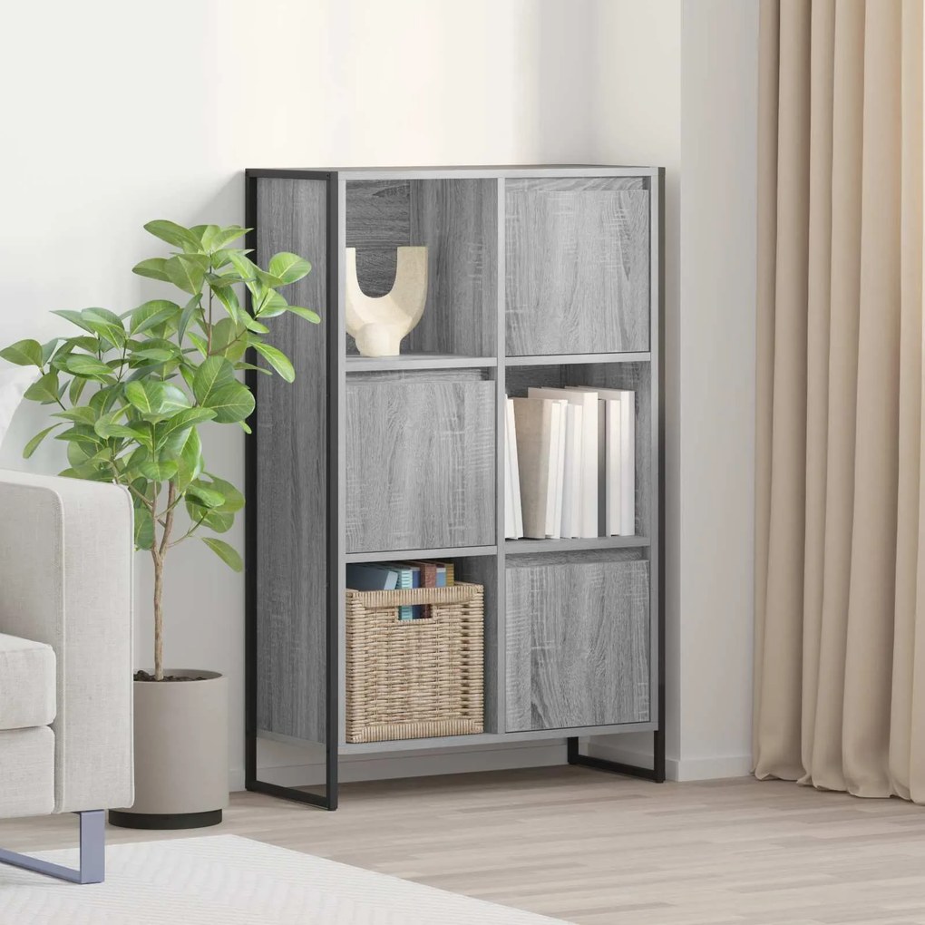 vidaXL Gabinete de Livros Cinza Sonoma 68 x 30 x 108,5 cm