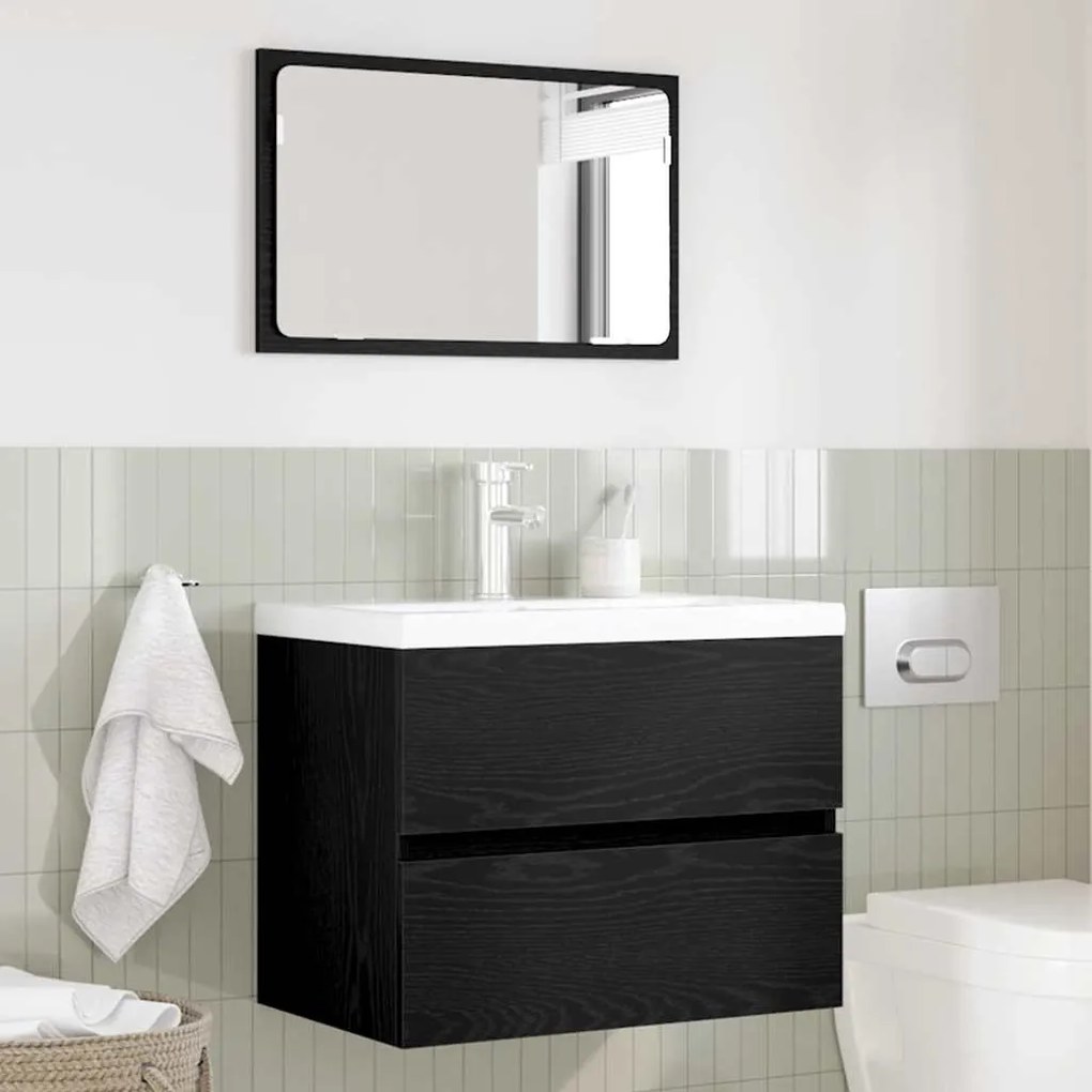 Conjunto de Móveis para Casa de Banho 2 Peças Carvalho Preto Madeira E