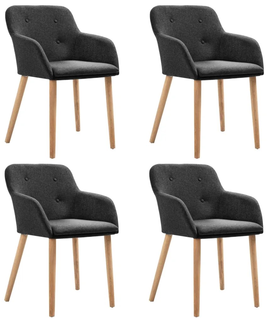 vidaXL Cadeiras jantar 4 pcs tecido cinzento-escuro e carvalho maciço