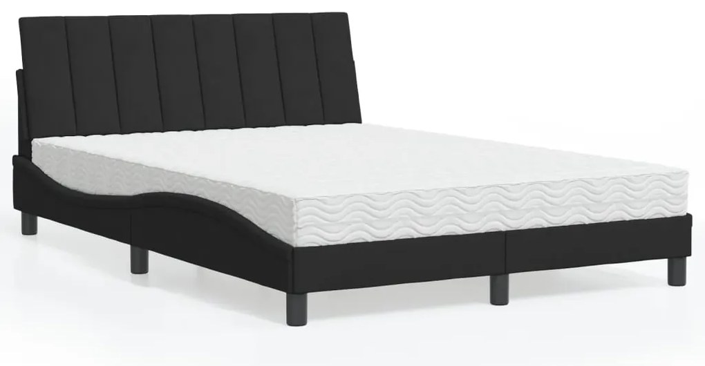 Cama com colchão 140x190 cm veludo preto
