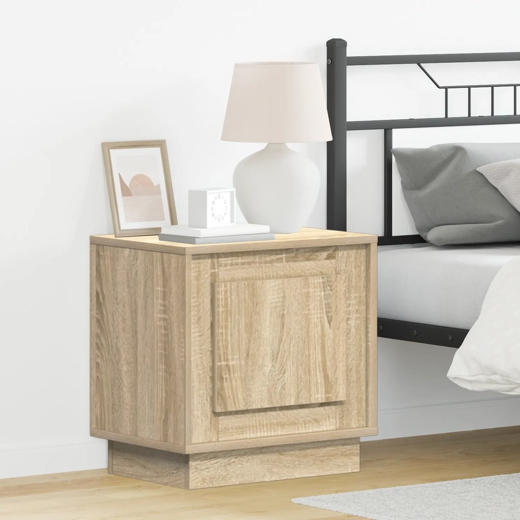 vidaXL Mesa de cabeceira com luzes LED Carvalho Sonoma 44x34,5x45 cm