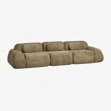 Sofá Modular De 3 Peças Em Chenille Embalado A Vácuo Merida Chenille Grossa Verde Sálvia - Sklum