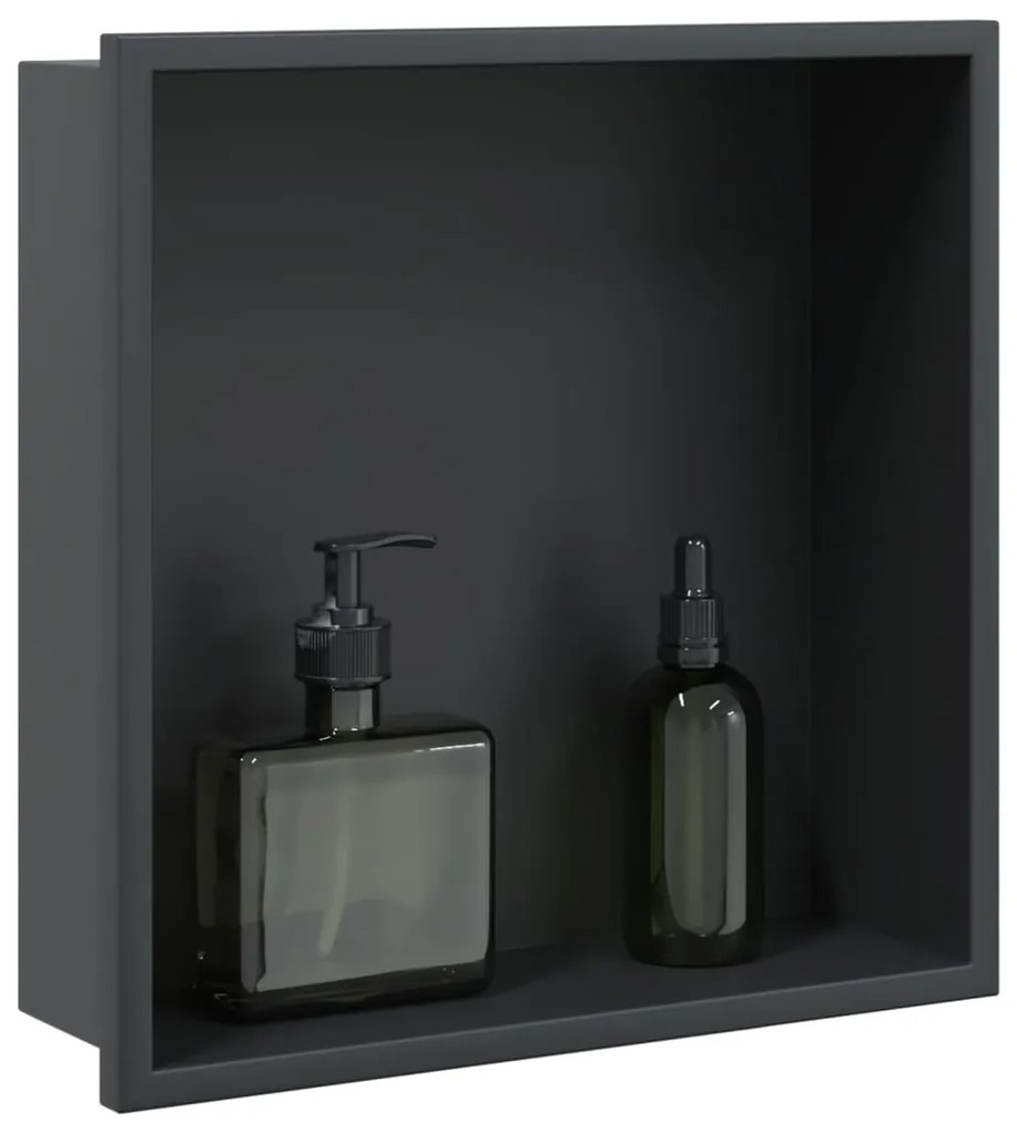 Nicho parede p/ duche 32x32x9 cm aço inoxidável preto mate