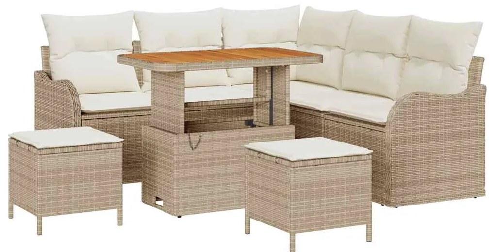 Conjunto de Sofás de Jardim vidaXL de 8 Peças com Almofadas Bege Vime