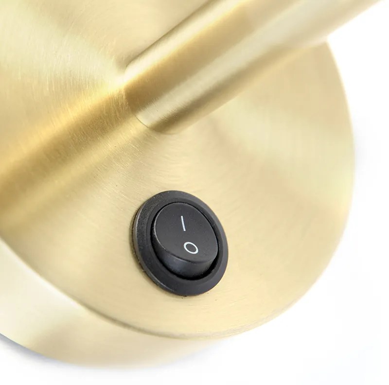 Candeeiro de parede clássico dourado com abajur de veludo preto - Combi