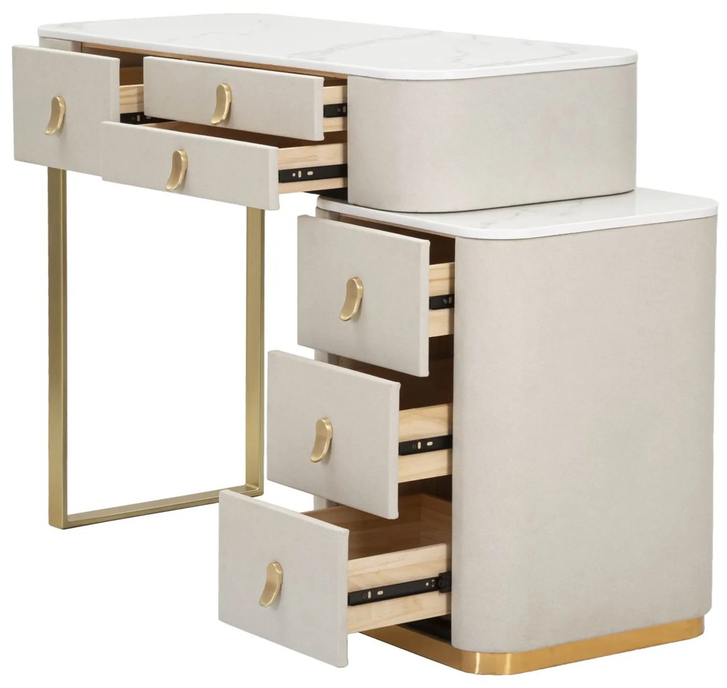 TOUCADOR BEAUTY 120X40X75 CM CREME E DOURADO