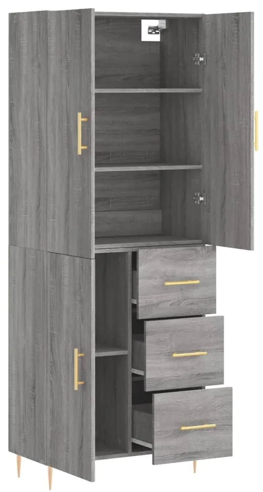 Armário alto 69,5x34x180 cm derivados de madeira sonoma cinza