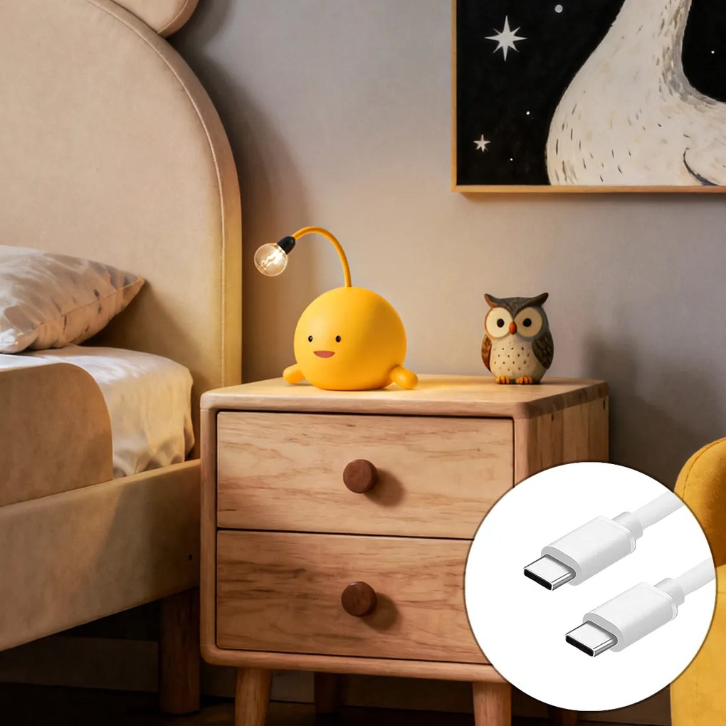 Candeeiro de Mesa Moderno Amarelo Incl. LED Recarregável - Bulby
