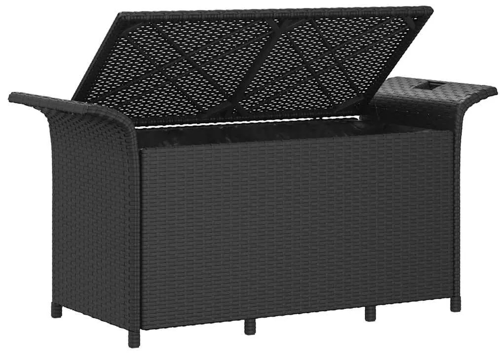 Banco de jardim com almofadão 116x46x57 cm vime PE preto