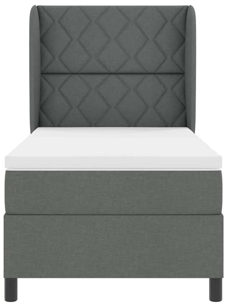 Cama Box com Colchão, Cinza Escuro - 100x200 cm, Tecido