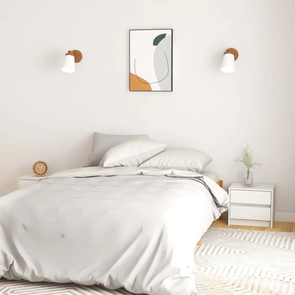 vidaXL Mesas de cabeceira 2 pcs 40x30,5x35,5 cm pinho maciço branco