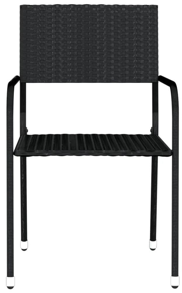 3 pcs conjunto de jantar para jardim preto