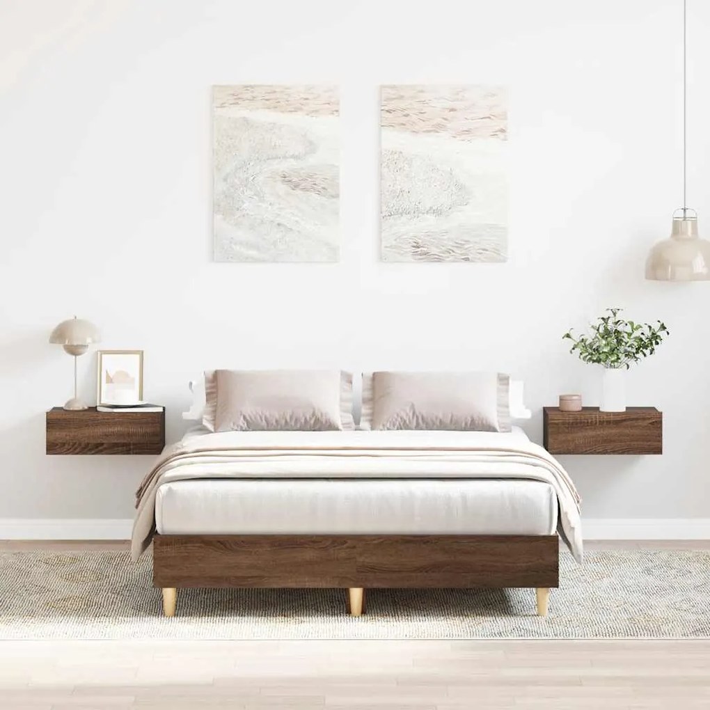 Estrutura de cama sem colchão 140x190 cm carvalho castanho