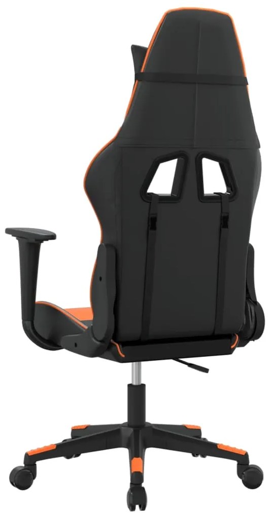 Cadeira gaming massagens couro artificial preto e laranja