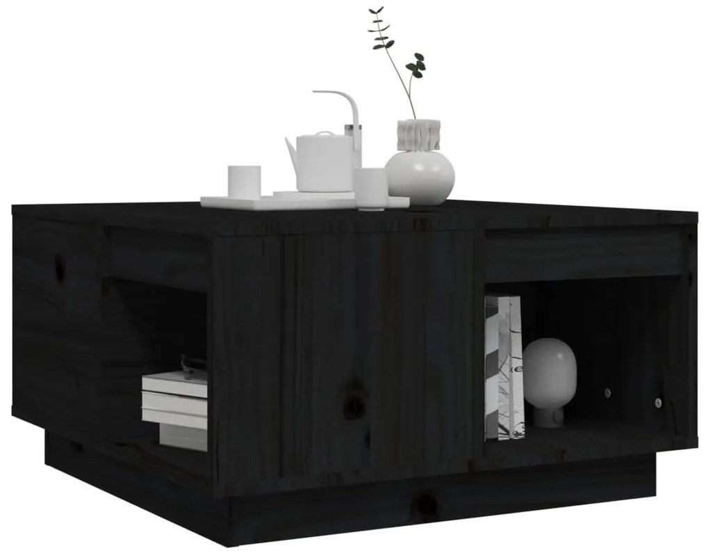 Mesa de centro 60x61x32,5 cm madeira de pinho maciça preto