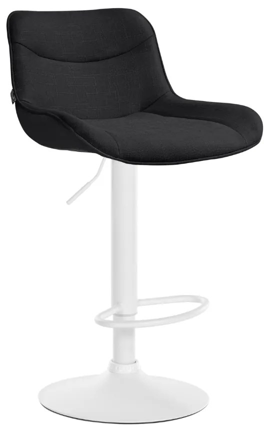 Banco alto em tecido com estrutura branca 85-106 x 49 x 51 cm preto