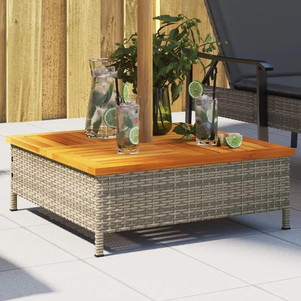 vidaXL Cobertura p/ base guarda-sol 70x70x25 cm vime PE e acácia cinza