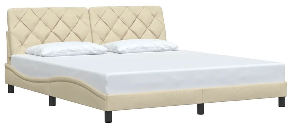 Estrutura de cama sem colchão 180x200 cm tecido cor creme
