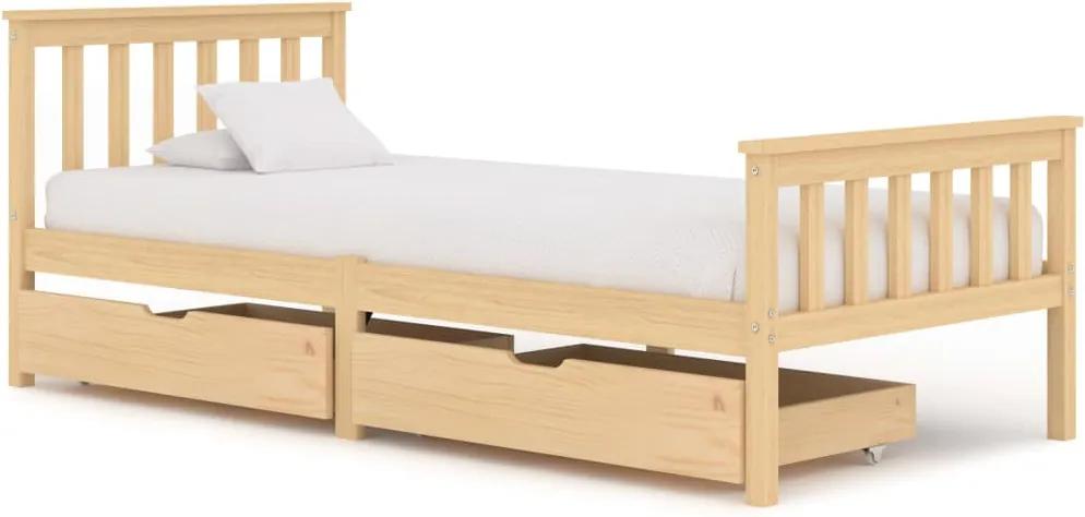 Estrutura de cama com 2 gavetas 100x200 cm pinho maciço