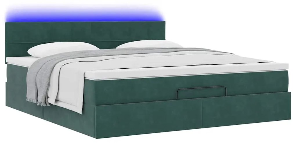 Estrutura de cama otomana com colchão 160x200 cm verde escuro