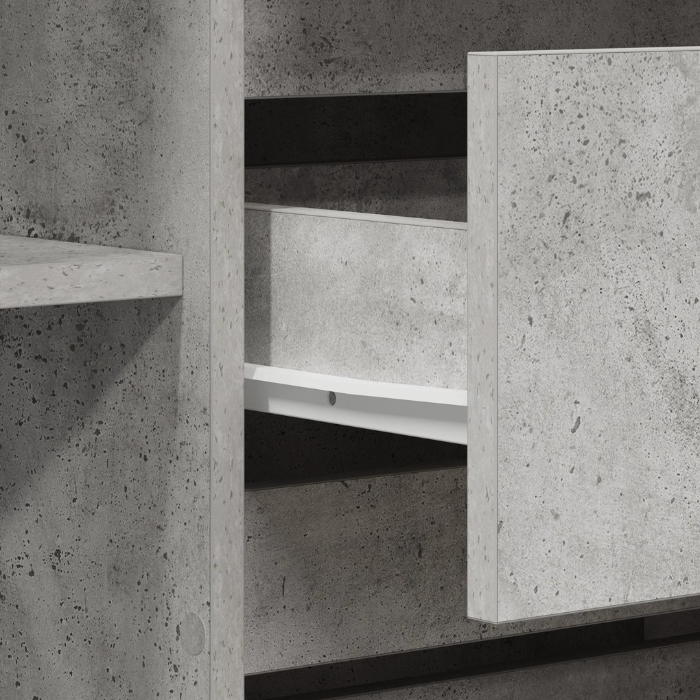 Sideboard Cinzento de Concreto 120x41x75 cm em Madeira Engenheirada