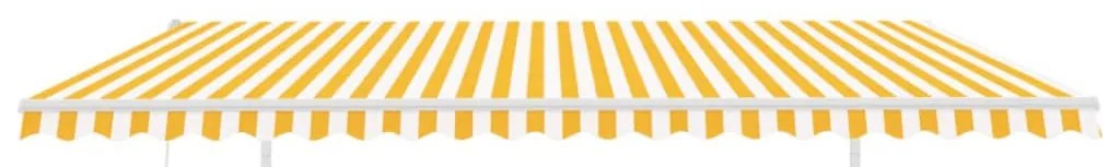 Toldo retrátil automático com postes 5x3 m amarelo e branco