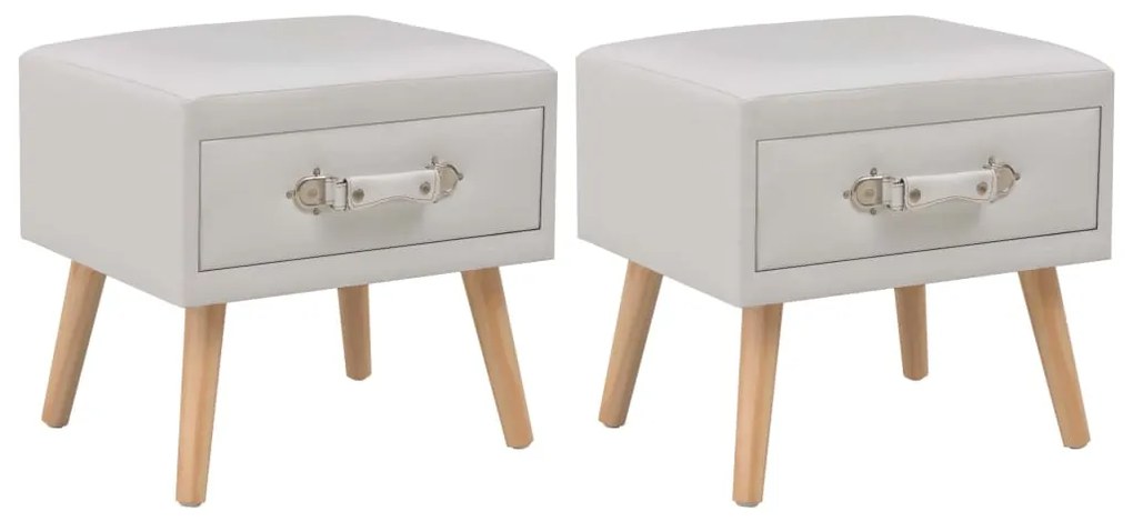 vidaXL Mesas-de-cabeceira 2 pcs 40x35x40 cm couro artificial branco