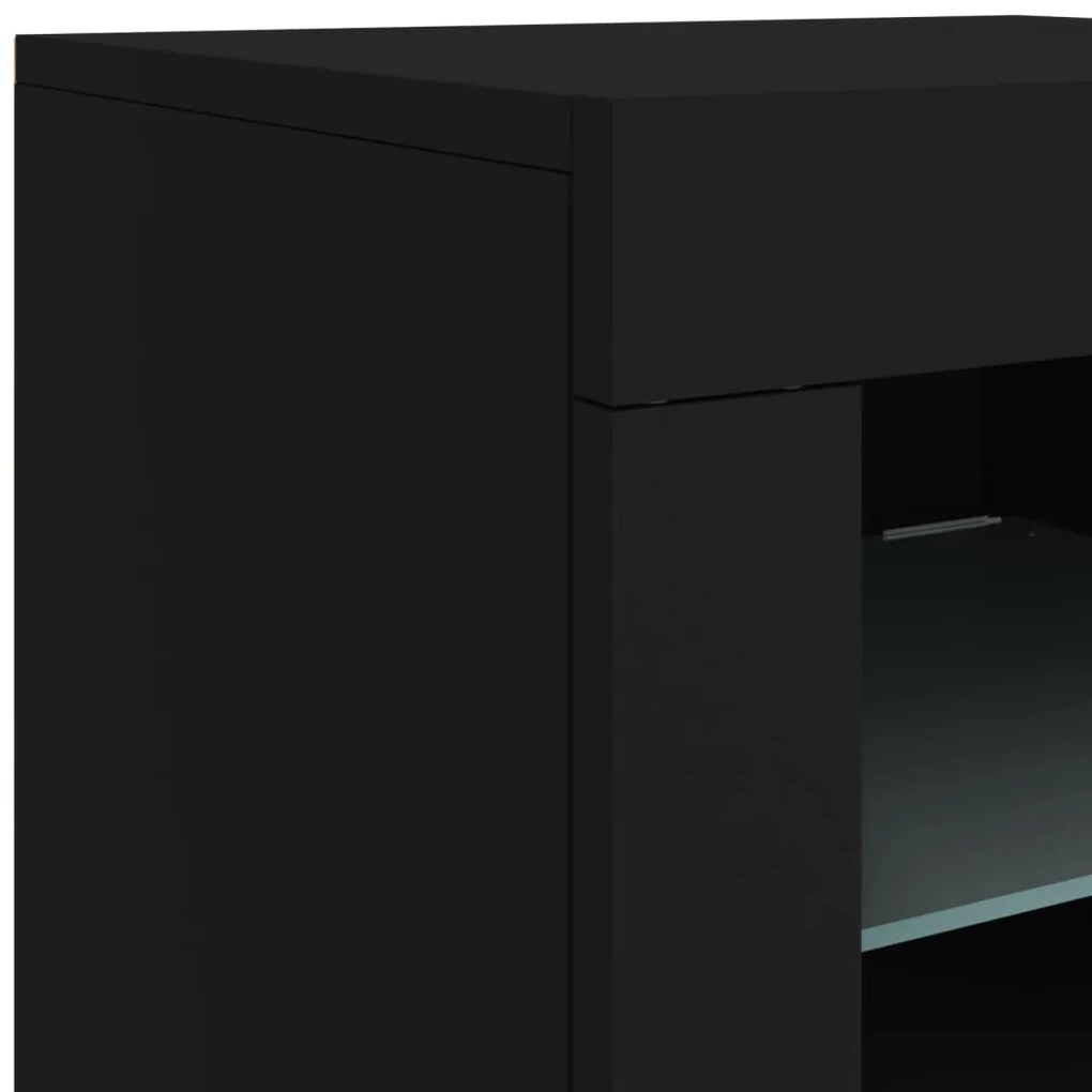 Aparador com luzes LED 163x37x67 cm preto