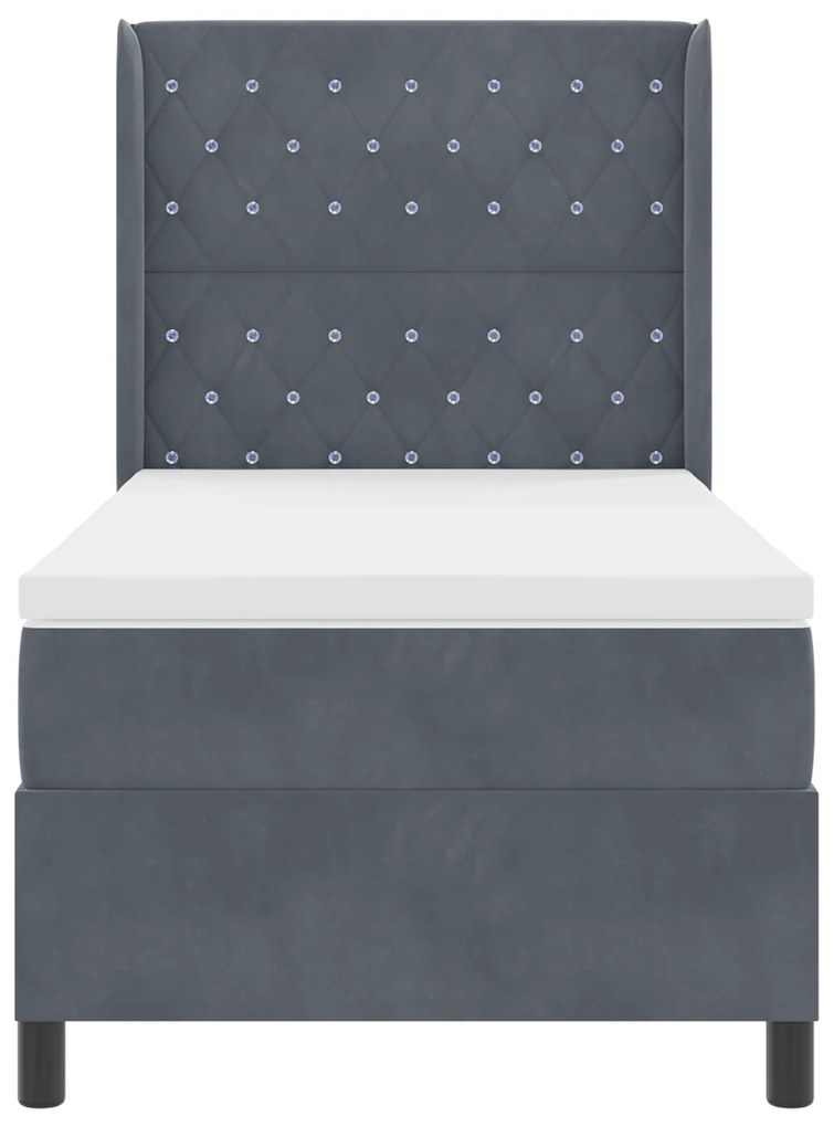 Cama Box com Colchão vidaXL Cinza Escuro 90x190 cm Veludo