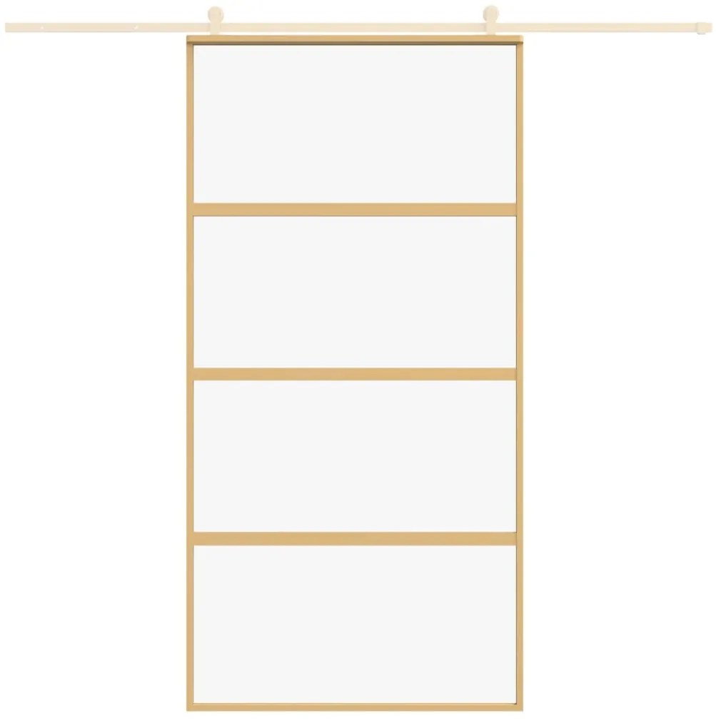 Porta deslizante 102,5x205 cm vidro ESG/alumínio dourado