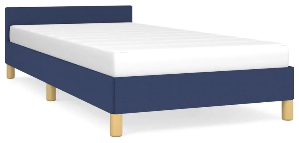 Estrutura de cama c/ cabeceira tecido 80x200 cm azul