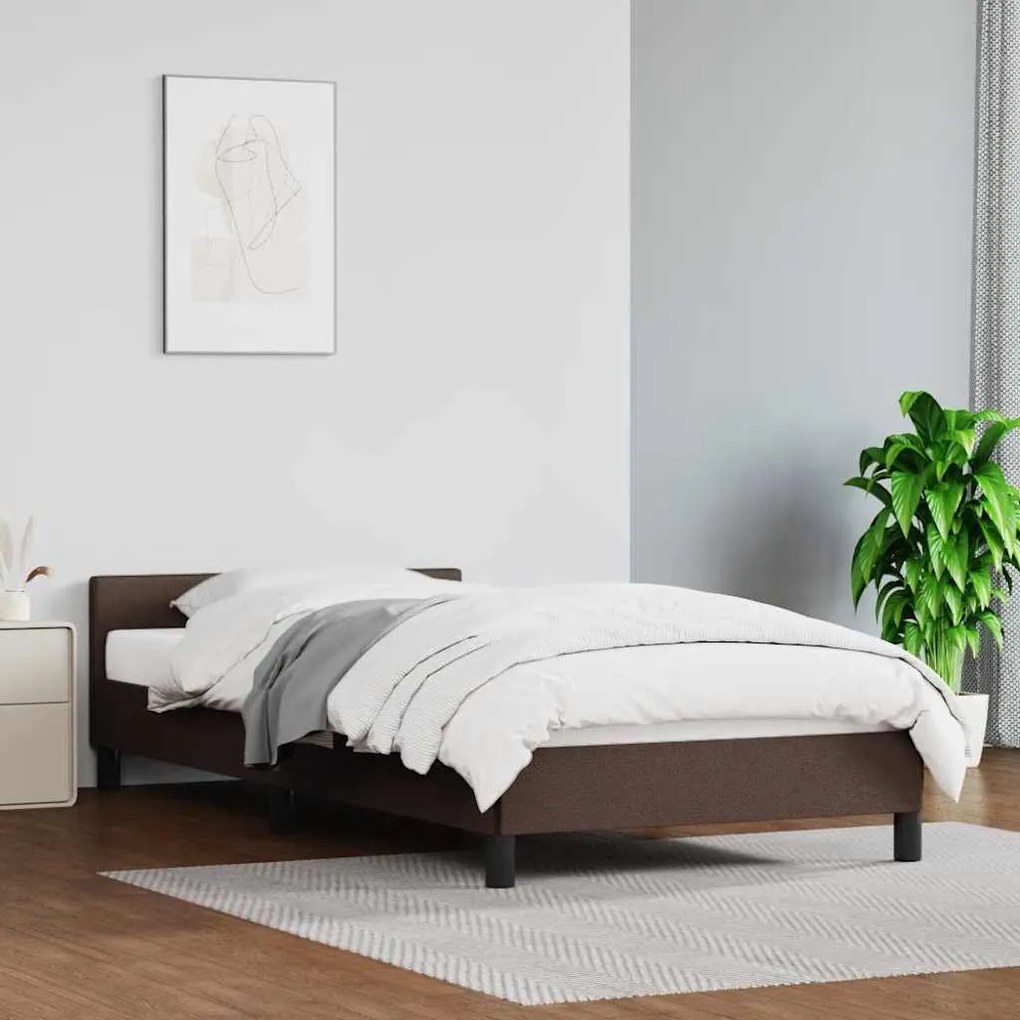 vidaXL Estrutura de cama c/ cabeceira sem colchão 100x200 cm castanho