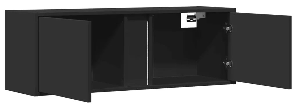 Móvel de parede para TV com luzes LED 100x31x35 cm preto